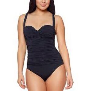 Black Ruched One-Piece Swimsuit